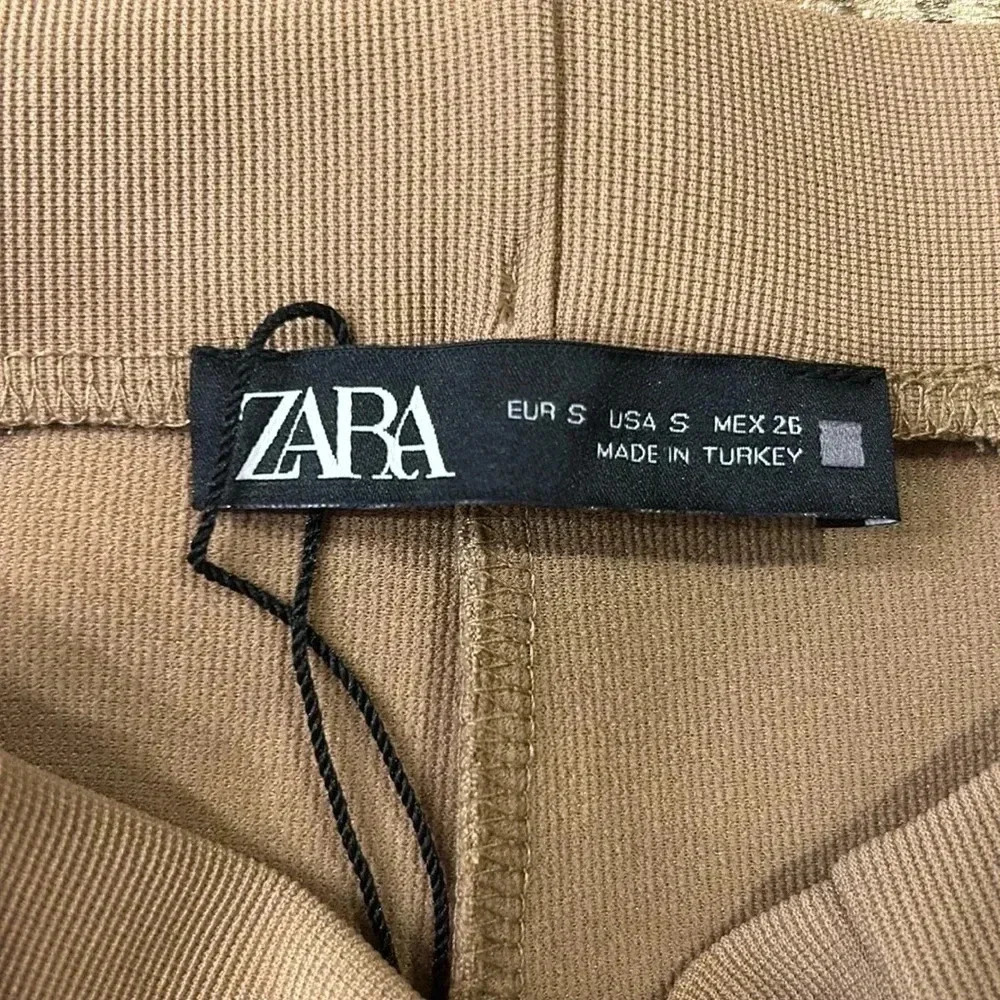 Zara Split Leg Hi-Rise Pull-On Legging Tan Women’s Size Small NWT - Picture 7 of 12